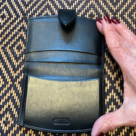 Vintage Coach Madison Black Textured Leather card case wallet 4484 made in Italy - Picture 3 of 7